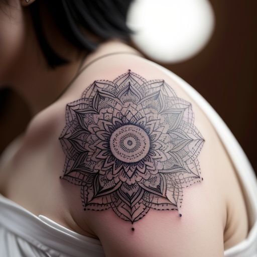 Un delicato tatuaggio mandala sullavambraccio di una donna, con linee sottili e intricati motivi geometrici che rappresentano equilibrio e pace interiore. Il design è minimale ma dettagliato.