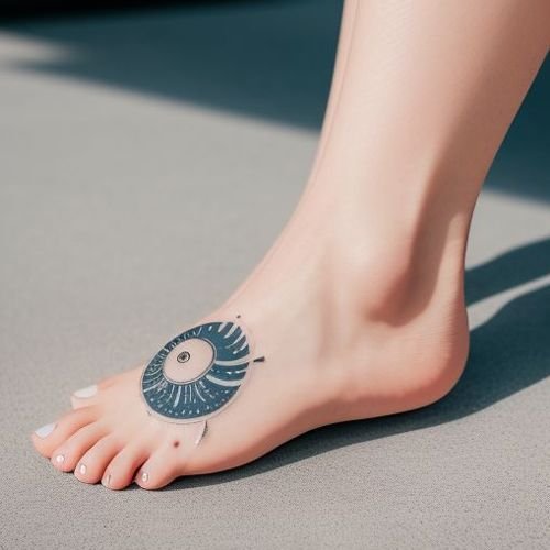 Un piccolo e semplice tatuaggio con inchiostro nero raffigurante il sole e la luna sulla caviglia di una donna, che incarna uno stile minimalista molto apprezzato dalle donne