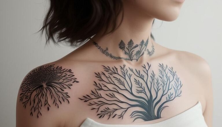 Tatuaggio minimalista dell'albero della vita sul polso di una donna, che simboleggia crescita e connessione